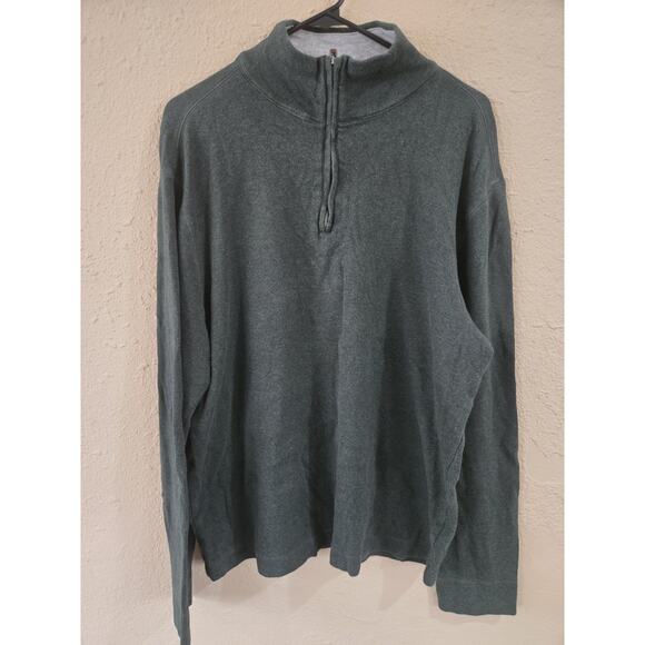 Banana Republic Cotton Quarter Zip Pullover Sweater, Grayish Green, Size Large - Picture 1 of 4
